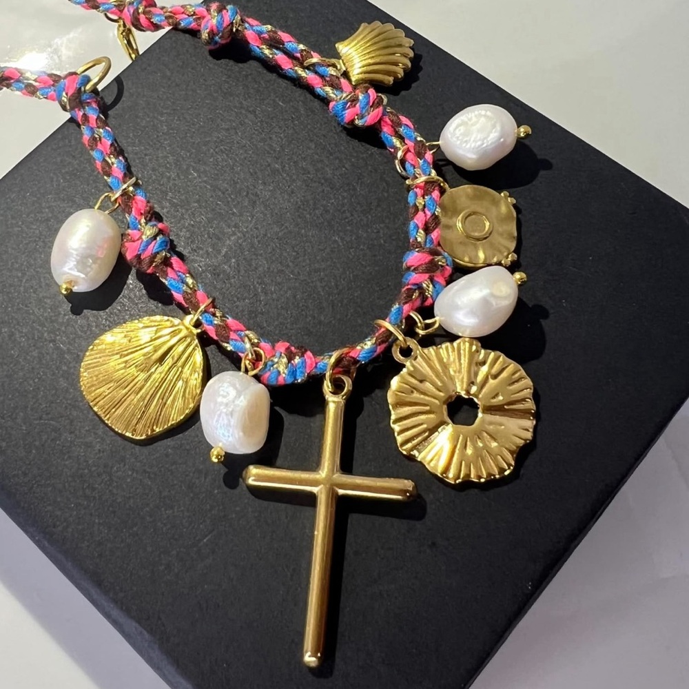 Spring/Summer 26’ Salvation Cross Natural Pearl Cotton Rope Charm Bracelet - Picture 1 of 1